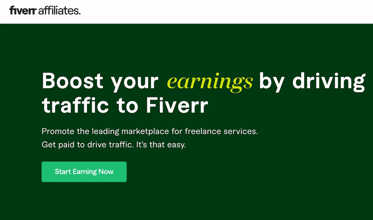 Fiverr affiliate program signup screen.